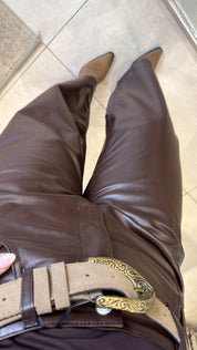CITY BROWN FAUX LEATHER PANTS