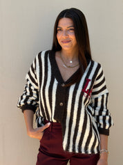 L.A STRIPES BROWN CARDIGAN