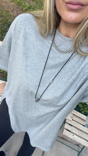 SILVER SCULPTED CORD NECKLACE