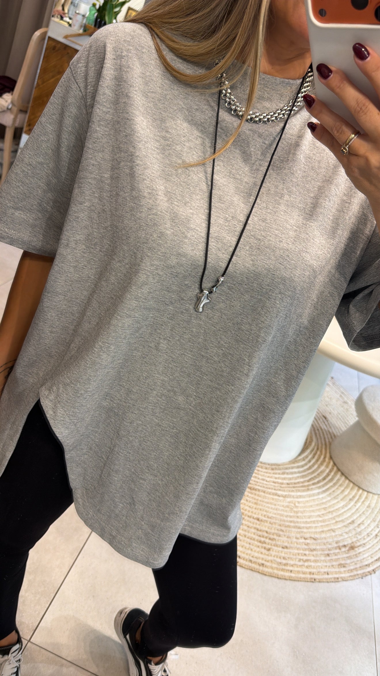 GREY ASYMMETRIC OVERSIZED T-SHIRT