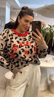 DON’T TALK TO ME LEOPARD KNITTED SWEATER