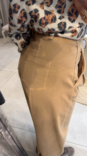 CAMEL HIGH-WAISTED SLOUCHY TROUSERS
