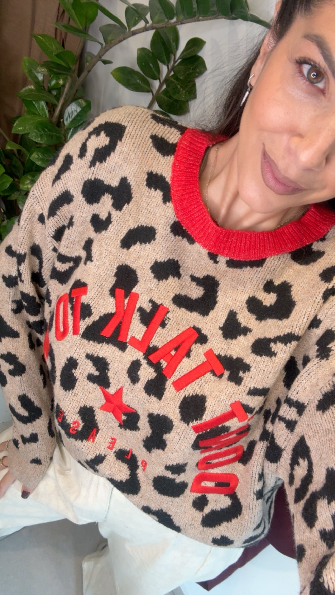 DON’T TALK TO ME LEOPARD KNITTED SWEATER