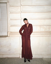 BURGUNDY POLKA DOTS MAXI SKIRT