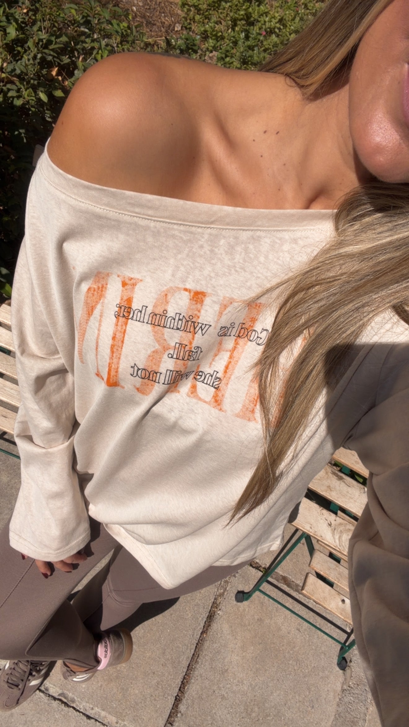 HERIN STATEMENT LONG SLEEVE TOP BEIGE