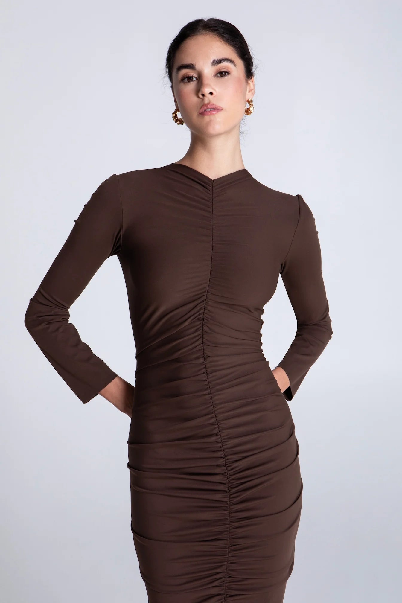 MOCHA CURVED MAXI DRESS