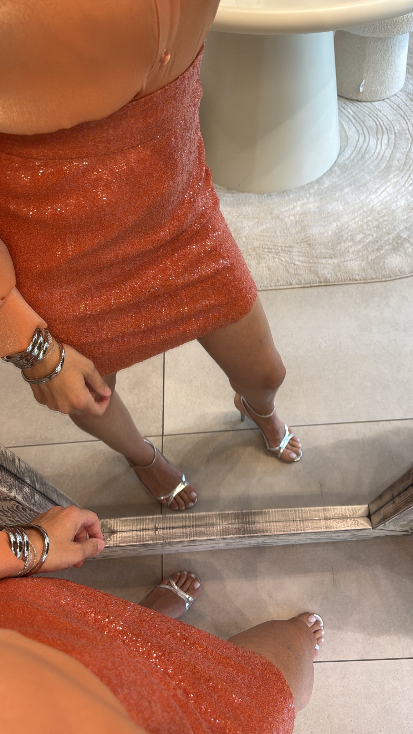 SWEET TANGERINE MINI SEQUIN SKIRT