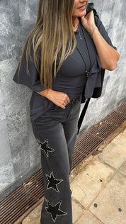 STELLA STUDDED STAR WIDE LEG JEANS