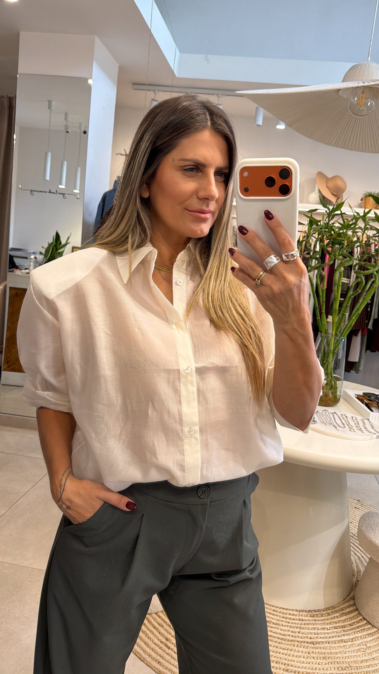 ECRU OVERSIZED ORGANZA SHIRT