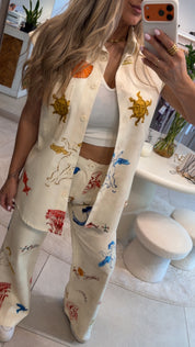 AEGEAN MUSE PRINTED VEST JEANS