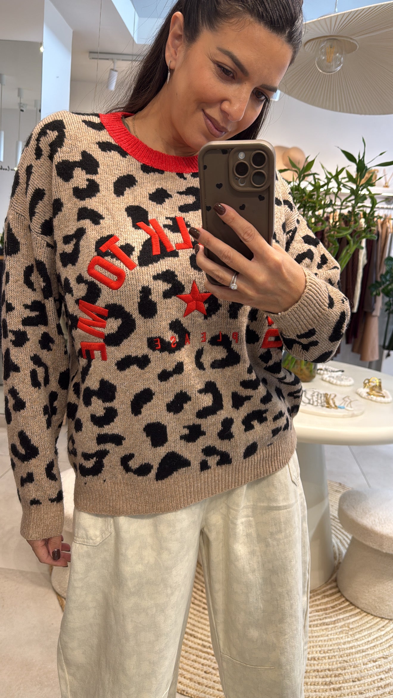 DON’T TALK TO ME LEOPARD KNITTED SWEATER