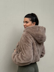 VELVET TOUCH HOODED BOMBER