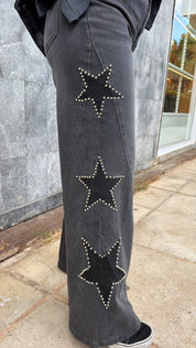 STELLA STUDDED STAR WIDE LEG JEANS
