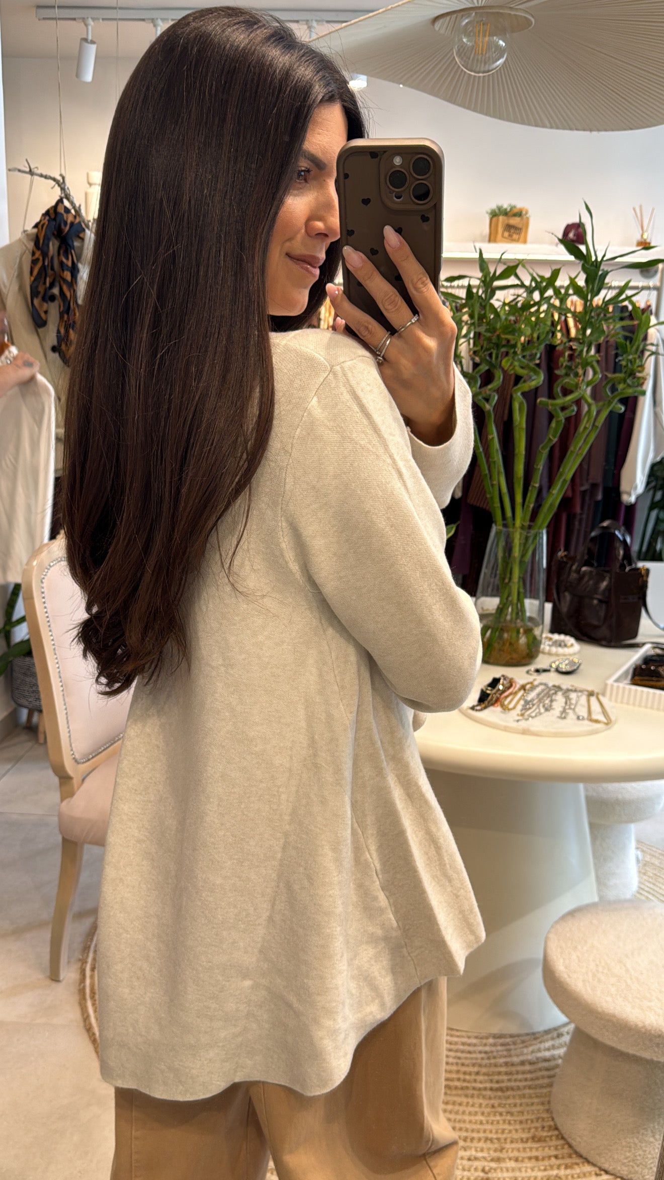 BEIGE ASYMMETRIC KNITTED TOP