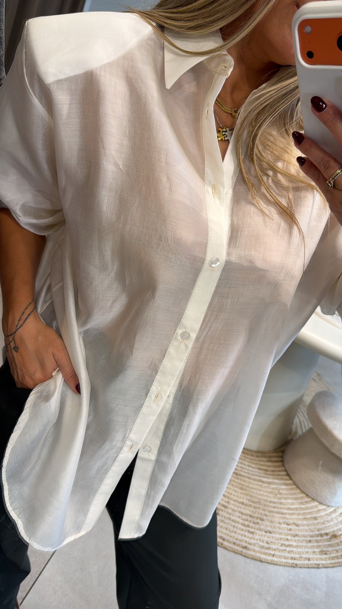ECRU OVERSIZED ORGANZA SHIRT