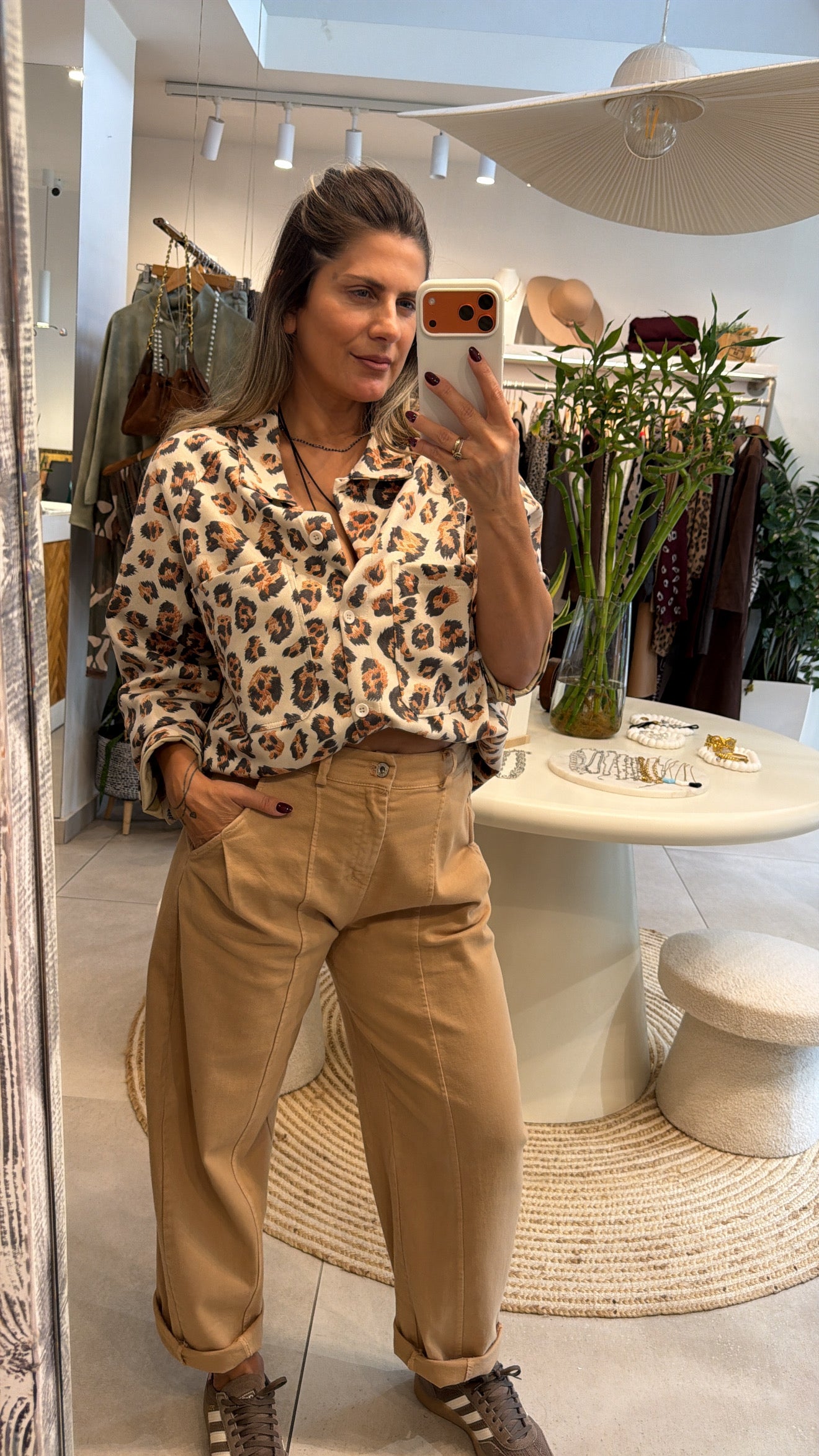 CAMEL HIGH-WAISTED SLOUCHY TROUSERS