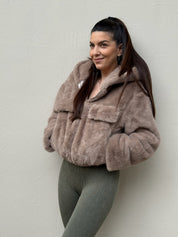 VELVET TOUCH HOODED BOMBER