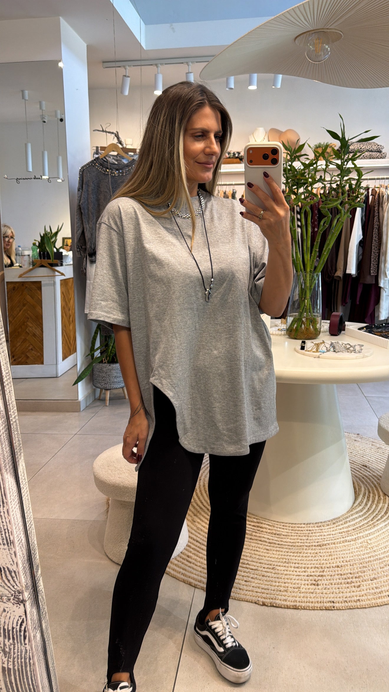 GREY ASYMMETRIC OVERSIZED T-SHIRT