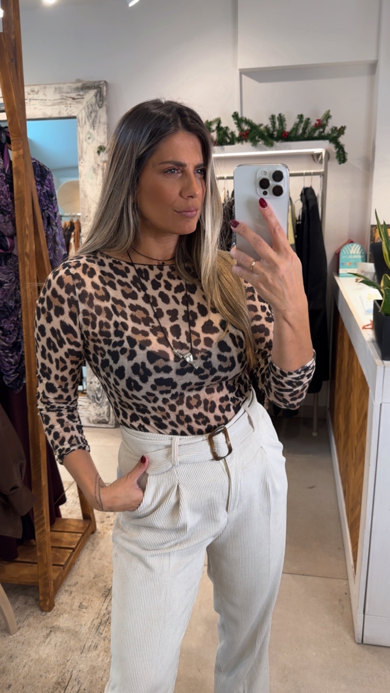 LEOPARD MESH TOP