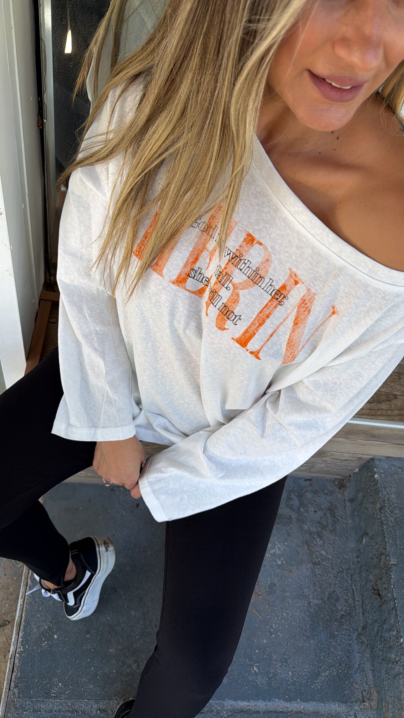 HERIN STATEMENT LONG SLEEVE TOP WHITE