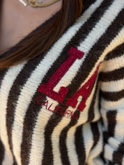 L.A STRIPES BROWN CARDIGAN