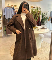 CHOCOLATE BROWN BOUCLE COAT
