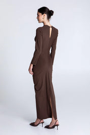 MOCHA CURVED MAXI DRESS
