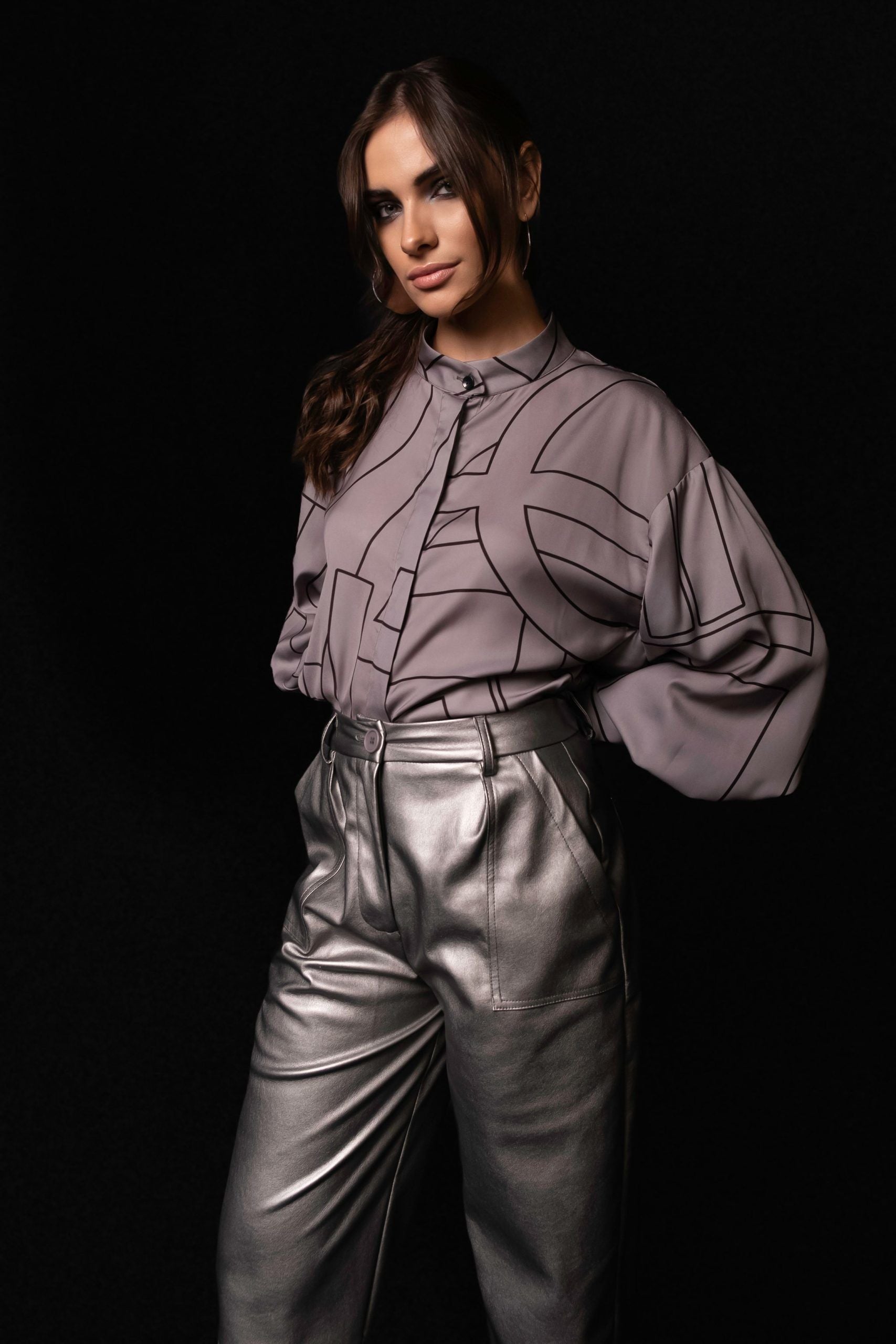 LAVEN SILVER ECO LEATHER PANTS